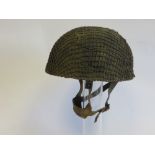 WW2 Pattern Airborne Para Steel Helmet steel dome crown with loose material cover and camo netting