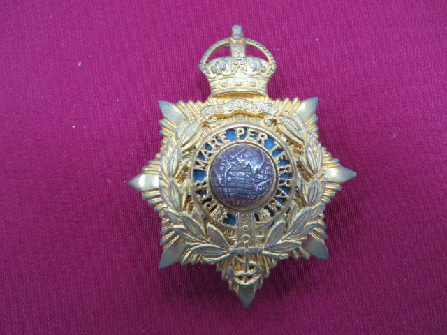 Royal Marines Officer’s Helmet Plate Circa 1905-52 gilt KC crowned star with applied laurel wreath