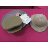 Small Selection of Items to an Early UNRRA Officer consisting khaki Officer’s service dress cap.