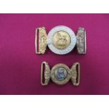 Royal Marine Light Infantry Officer’s Belt Buckle Victorian silvered and gilt two part buckle.