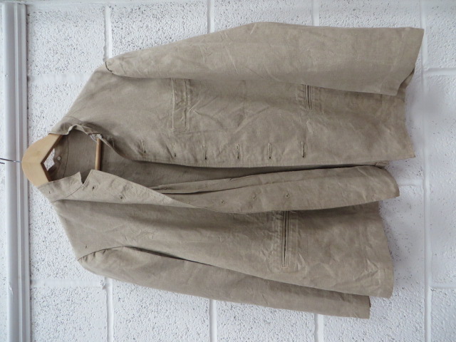 WW1 Imperial German Pattern Working Jacket cream denim single breasted high collar tunic. Left chest