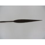 Mid 19th Century Sudanese Spear impressive 24 inch x 3 inch broad leaf shape blade. Offset raised