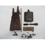 Small Selection of Various Items including African leather double bag flask with wooden nozzles