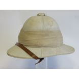 1904 Dated White Wolseley Helmet white blancoed six panel linen crown. Pointed peak and square