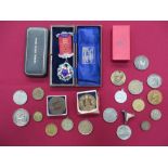 Selection of Medallions Including Coronation alloy Edward VIII coronation ... Gilt George V