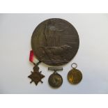 1915 Star Trio and Plaque Royal Engineers Casualty Group 1914/15 Star, silver War medal and