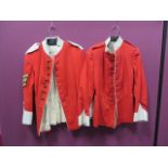 Two Officer Scarlet Dress Tunics scarlet melton cloth single breasted tunics. White collar and