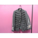 French Hussars Pattern Officer’s Tunic black single breasted tunic. High dark blue velvet collar