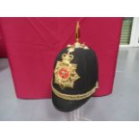 Post 1953 Kings Regiment Musician’s Home Service Helmet black material six panel covered crown.