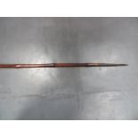 19th Century Indian Cavalry Lance steel cruciform leaf blade head. Polished bamboo shaft. Heavy lead