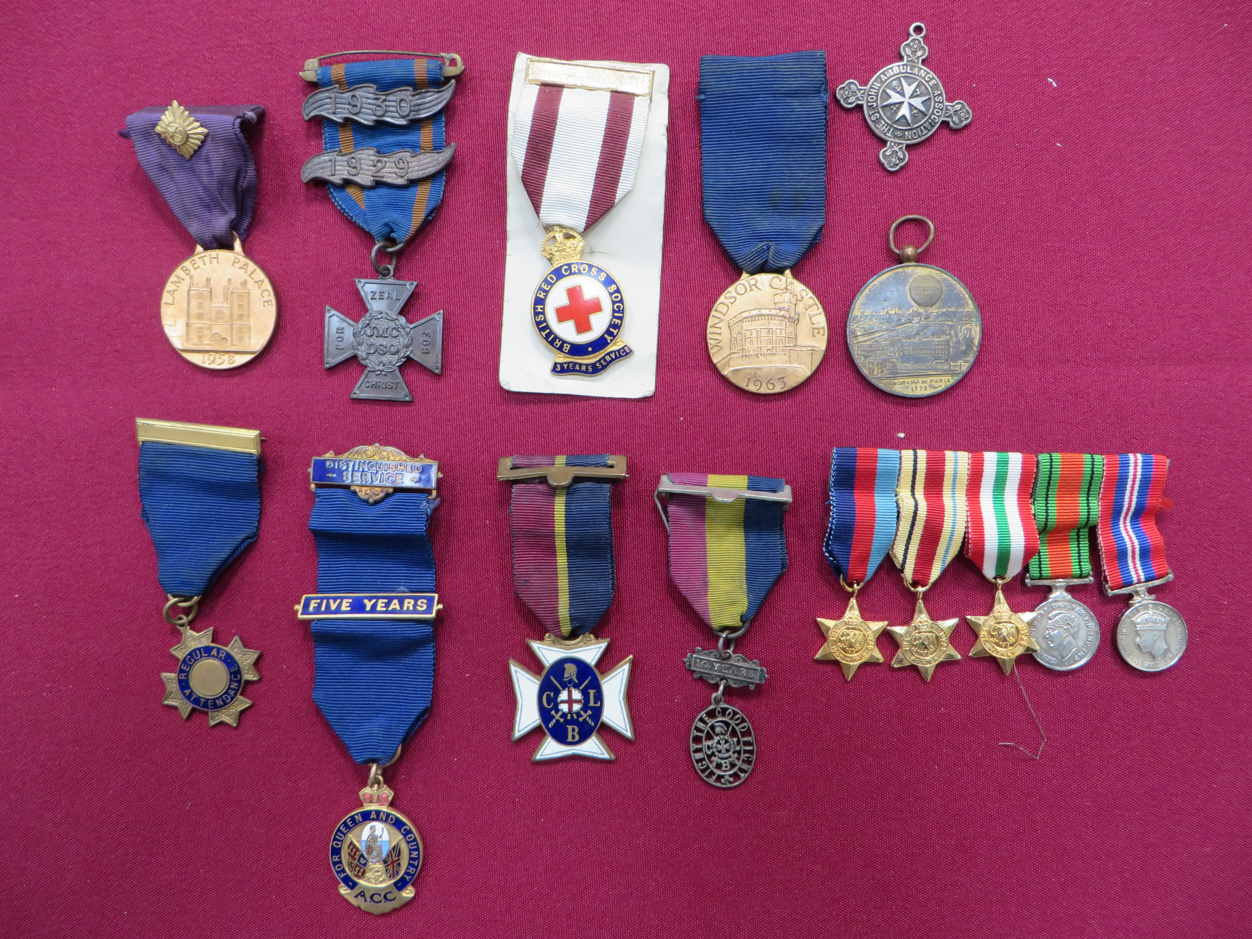 Small Selection of Medals Including Church Lads Brigade including gilt and enamel CLB Cross ...