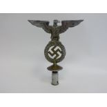 WW2 Third Reich SA Standard Banner Top nickel plated cast brass eagle standing on an oak leaf wreath