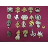 Selection of Infantry Cap Badges including KC brass East Surrey ... Bi-metal Manchester (lugs) ...