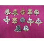 Selection of Various Infantry Cap Badges including Vic crown brass Connaught Rangers (1 lug
