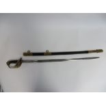Victorian Royal Navy Warrant Officer’s Sword 32 3/4 inch single edged slightly curved blade. Large