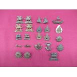 Small Selection of Officer Collar Badges bronzed examples include pair Queens ... Pair