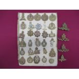 Selection of Corps Cap Badges including KC brass RE ERVII ... KC brass RE GRV ... KC brass RE