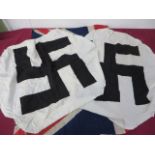 Third Reich German Flag Centres two white circles with central printed black swastikas. Edges with