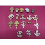Selection of Light Infantry and Fusilier Cap Badges including KC white metal DLI ... White metal