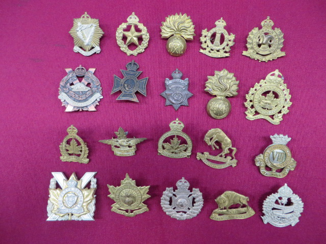 Good Selection of Canadian Cap Badges including KC bronzed The Halifax Rifles ... Brass 14th