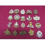 Selection of Infantry Cap Badges Including Commonwealth including bi-metal Lancashire Fus ... KC