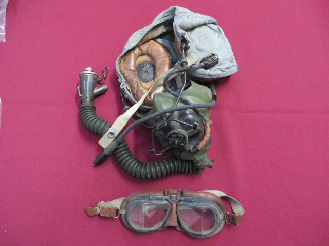 Royal Air Force MK8 Goggles and Post War Helmet MK VIII flying goggles. Angular lenses with grey