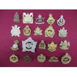Selection of Canadian Cap Badges including KC brass 7/11 Hussars ... White metal 2nd Queens Rifles