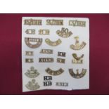 Selection of Infantry & Cavalry Brass Shoulder Titles including 1 Monmouthshire ... T6 Gordon ... 50