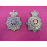 Two Victorian Other Ranks Home Service Helmet Plates consisting Vic crown brass backing star with