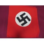 WW2 Third Reich German Vehicle Identification Flag 28 x 24 inch red linen flag. Central black