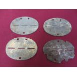 Four German ID Tags Including SS consisting alloy one piece splittable ID tags stamped SS-1/Gren.