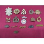 Selection of Various Cap Badges Including Colonial including cast brass 29 DH ... Darkened 8th