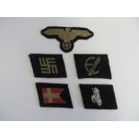 Small Selection of SS Collar Badges embroidery examples including SS Norge ... Danish flag ...
