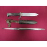WW2 Third Reich Hitler Youth Knife single edged blade. The forte marked with RZM stamp and code date