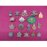 Selection of Various Cap and Collar Badges cap include Vic crown bi-metal South Staffordshire ...