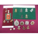 Selection of Irish and Scottish Cap Badges including KC white metal Royal Irish Rifles ... KC