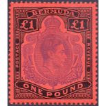 BERMUDA STAMPS : 1952 £1 Bright Violet and Black Scarlet, perf 13.