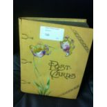 POST CARDS : Edwardian Postcard album with approx 300 cards of various themes EDVII and GV,