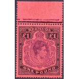 BERMUDA STAMPS : 1943 £1 Pale Purple Black/Pale Red.