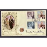 GOLD : 1958 Gold Sovereign First Day Cover for the Queens Golden Wedding,