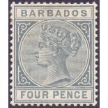 BARBADOS STAMPS : 1882 4d Grey.