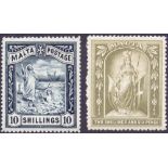 MALTA STAMPS : 1899 2/6 Olive Grey and 10/- Blue Black.