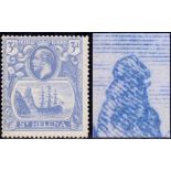 ST HELENA STAMPS : 1922 3d Bright Blue lightly mounted mint example showing the variety "Cleft