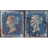 GREAT BRITAIN STAMPS , 1840 TWO PENNY BLUE,