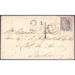 GREAT BRITAIN POSTAL HISTORY 1858 envelope to Quebec franked by 6d lilac SG 70.