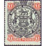 RHODESIA STAMPS : 1897 £1 Black and Red-Brown. Superb lightly mounted mint example.