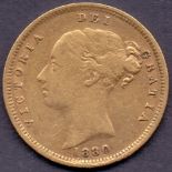 GOLD : 1880 Half Sovereign ,