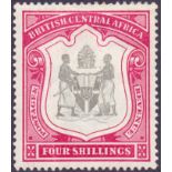 NYASALAND STAMPS : 1897 4/- Black and Carmine.