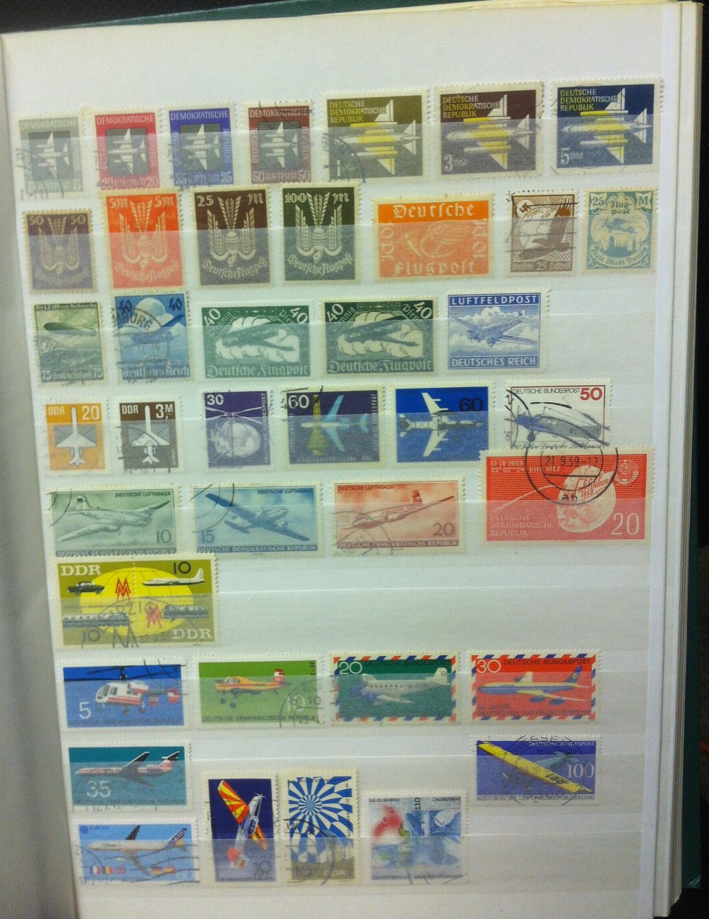 STAMPS : AVIATION and Airmail stamps in stock-book (100's)