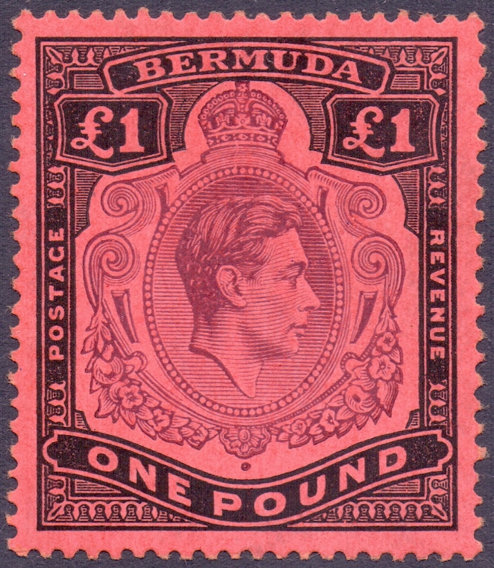 BERMUDA STAMPS : 1943 £1 Pale Purple and Black/Pale Red.